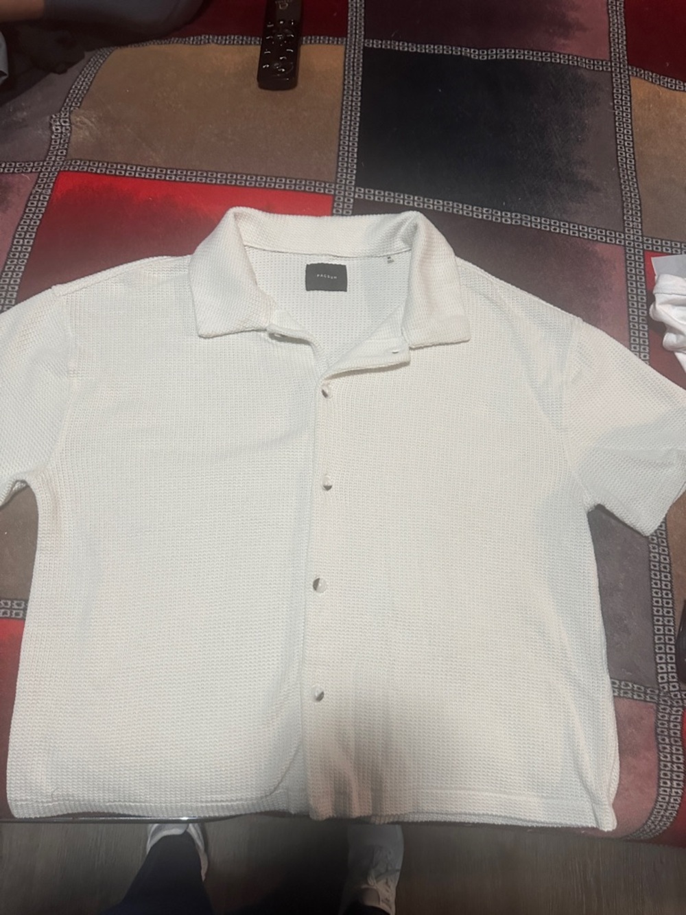 PacSun White Textured Short-Sleeve Polo Shirt